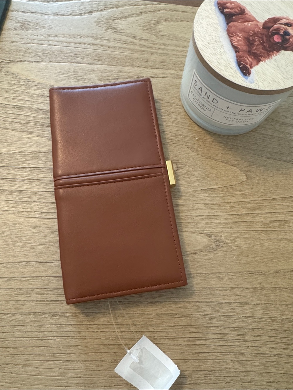 Women’s Brown faux Leather Long Wallet with gold Accent